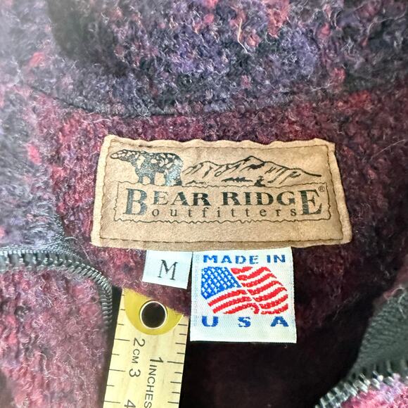 Vtg Fleece Vest Horses Western Wool Ombre Cowgirl Women M Made in USA Bear Ridge - Picture 4 of 6